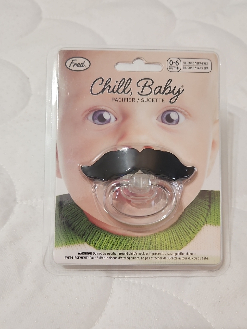 Fred Chill Baby Pacifier with Black Mustache